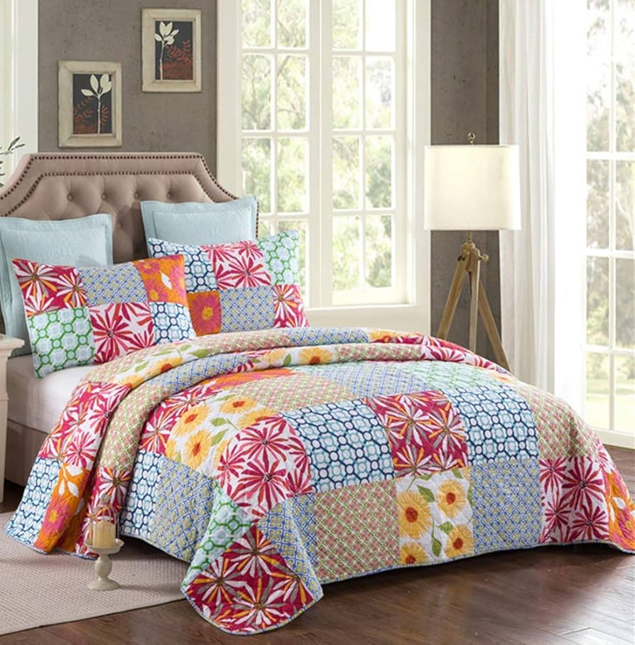 パッチワークキルト ベッドカバー ダブルベッド ハウス 大きい2m パッチワークキルト ハウス 大判 ベッドカバー ダブルベッド マルチ